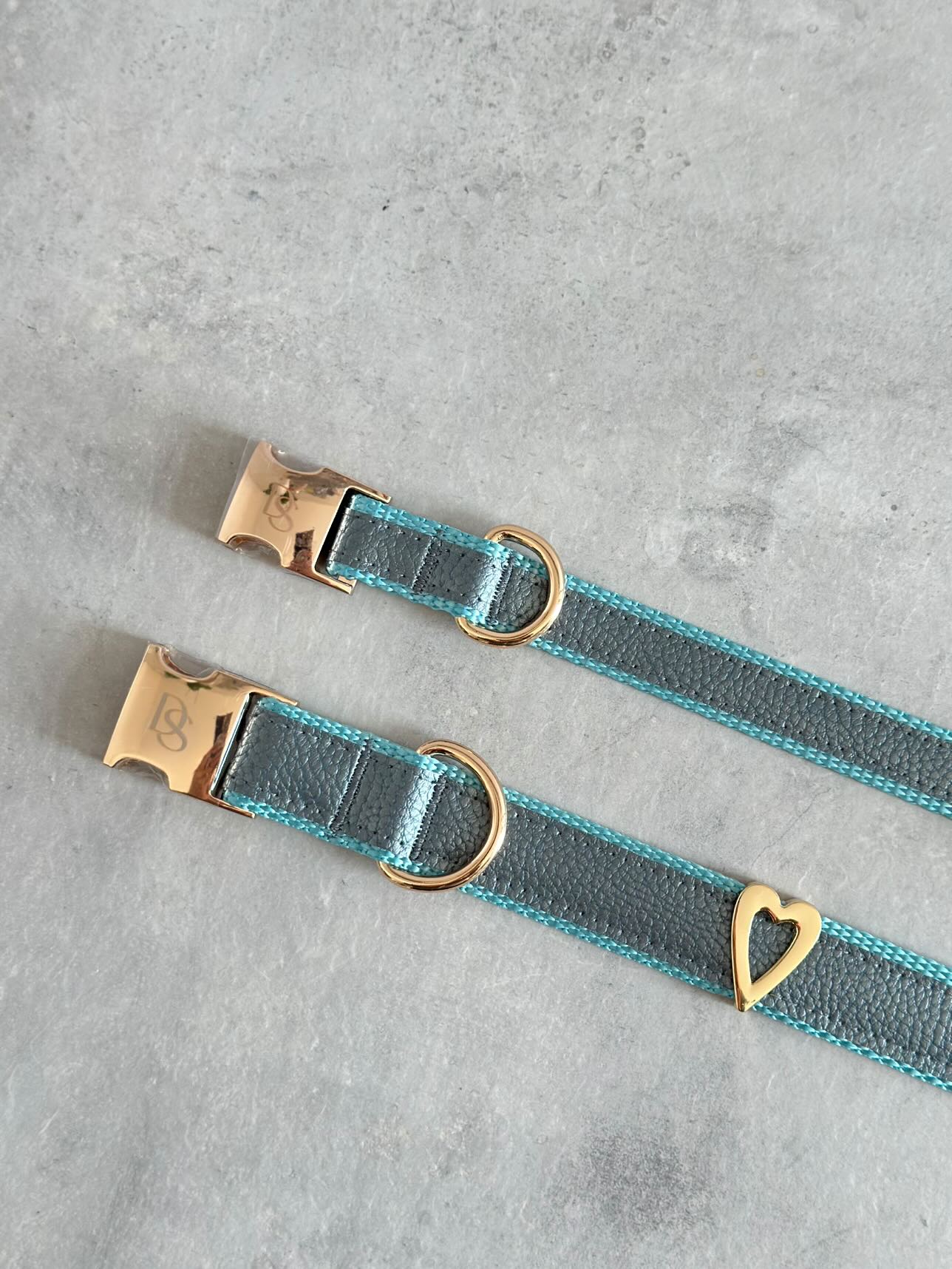 Faux Leather Dog Collar w/ Heart Embellishment