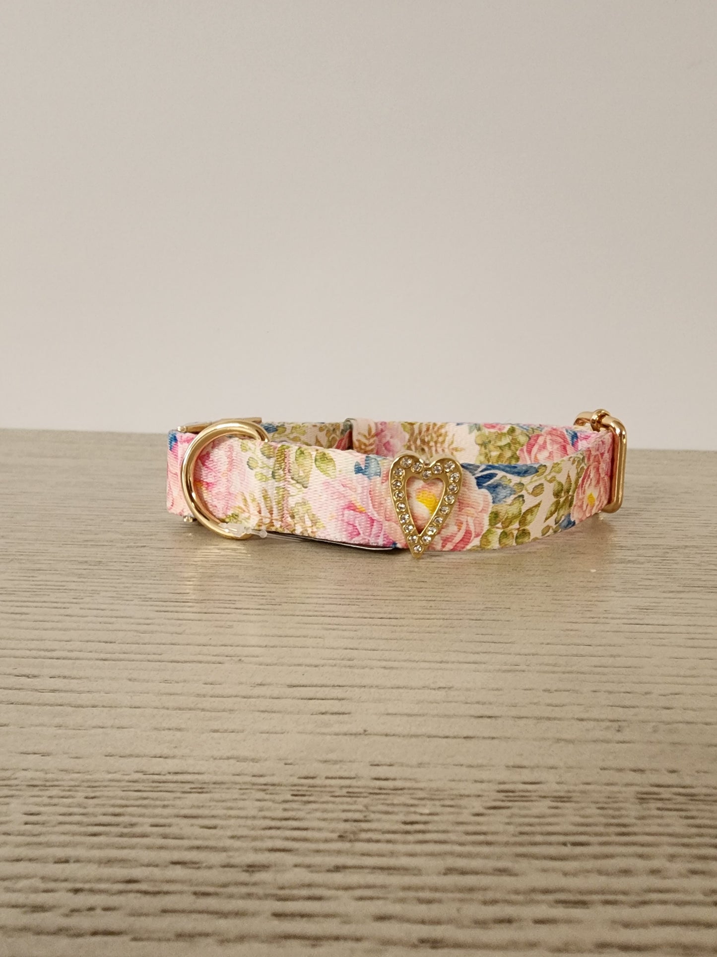Peony Crush Dog Collar w/ Heart Embellishment
