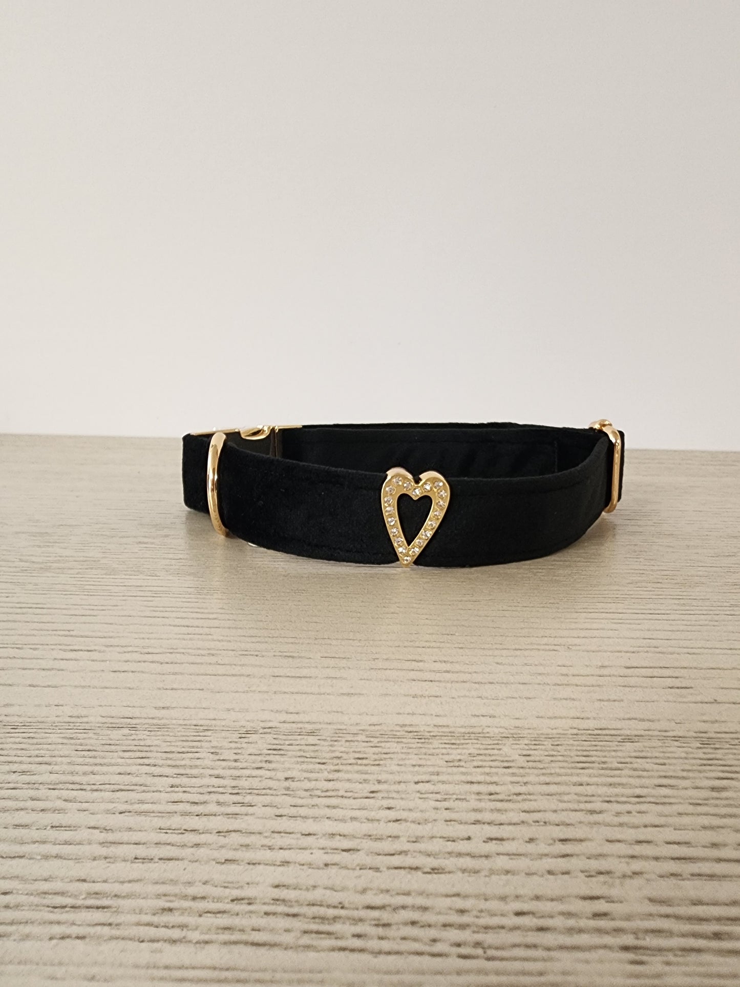 Velvet Dog Collar w/ Heart Embellishment