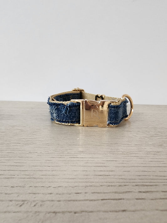 Ripped Denim Dog Collar