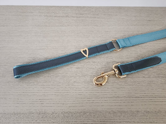 Ocean Blue Leash with Heart Embellishment