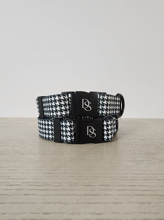 Houndstooth Dog Collar w/ Heart Embellishment