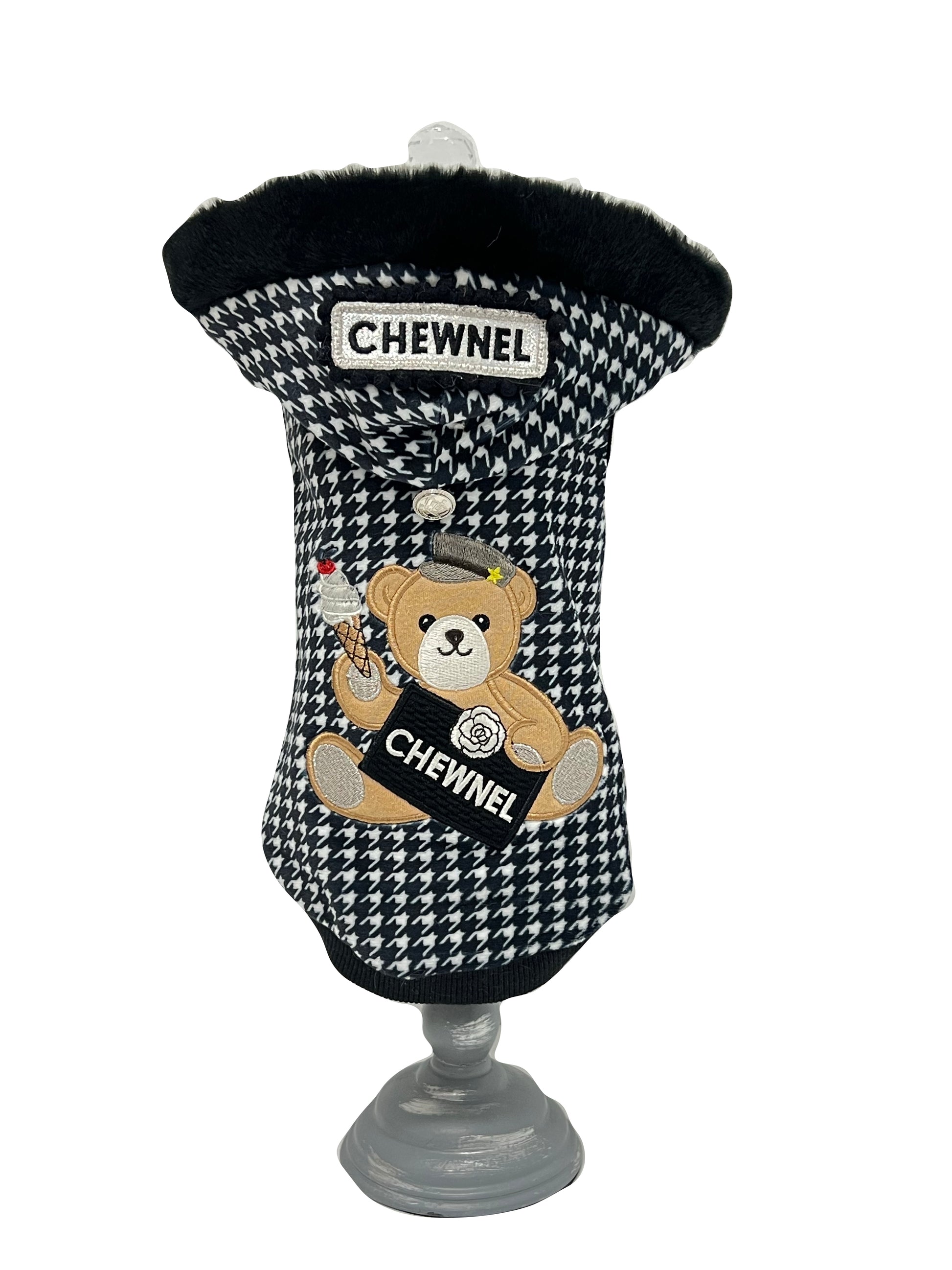 Chewnel Houndstooth Bear Dog Hoodie image 0