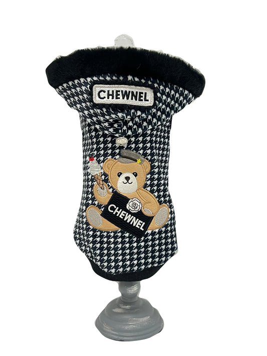 Chewnel Houndstooth Bear Dog Hoodie image 0